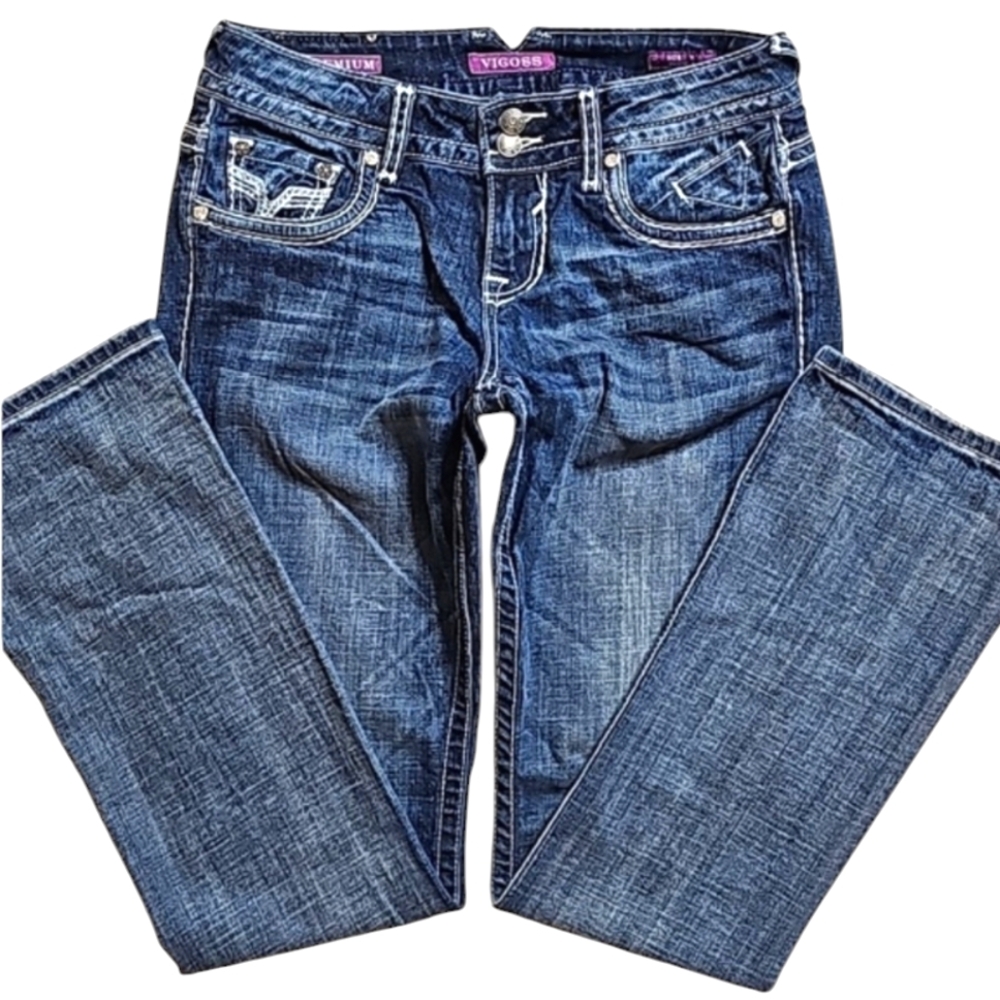 Vigoss Premium Blue Jeans with 2% Stretch. Women's Size: Waist 07x33 Inseam.